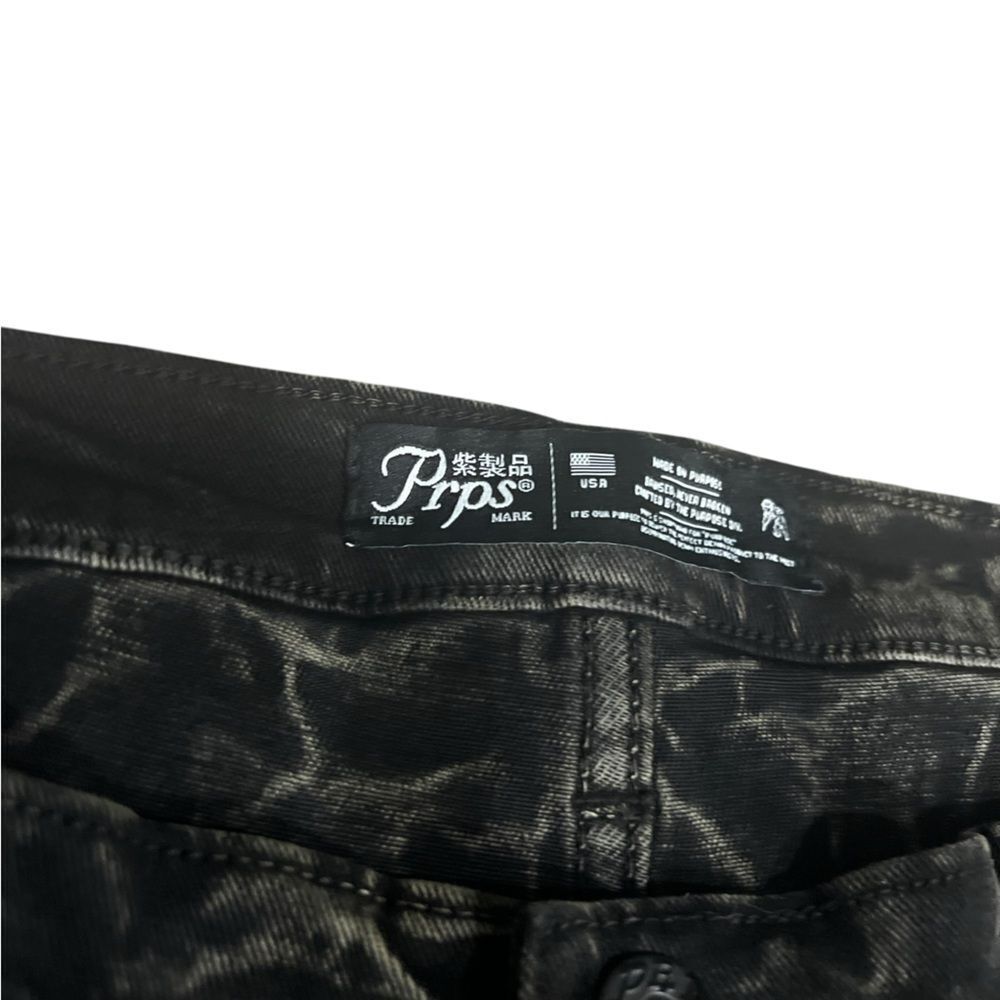 PRPS Men’s Black Marble Coated Jeans Size 36 | Textured Crinkle Finish Denim - Picture 3 of 7